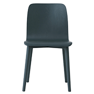 Front view of solid wood dining chair with blue finish